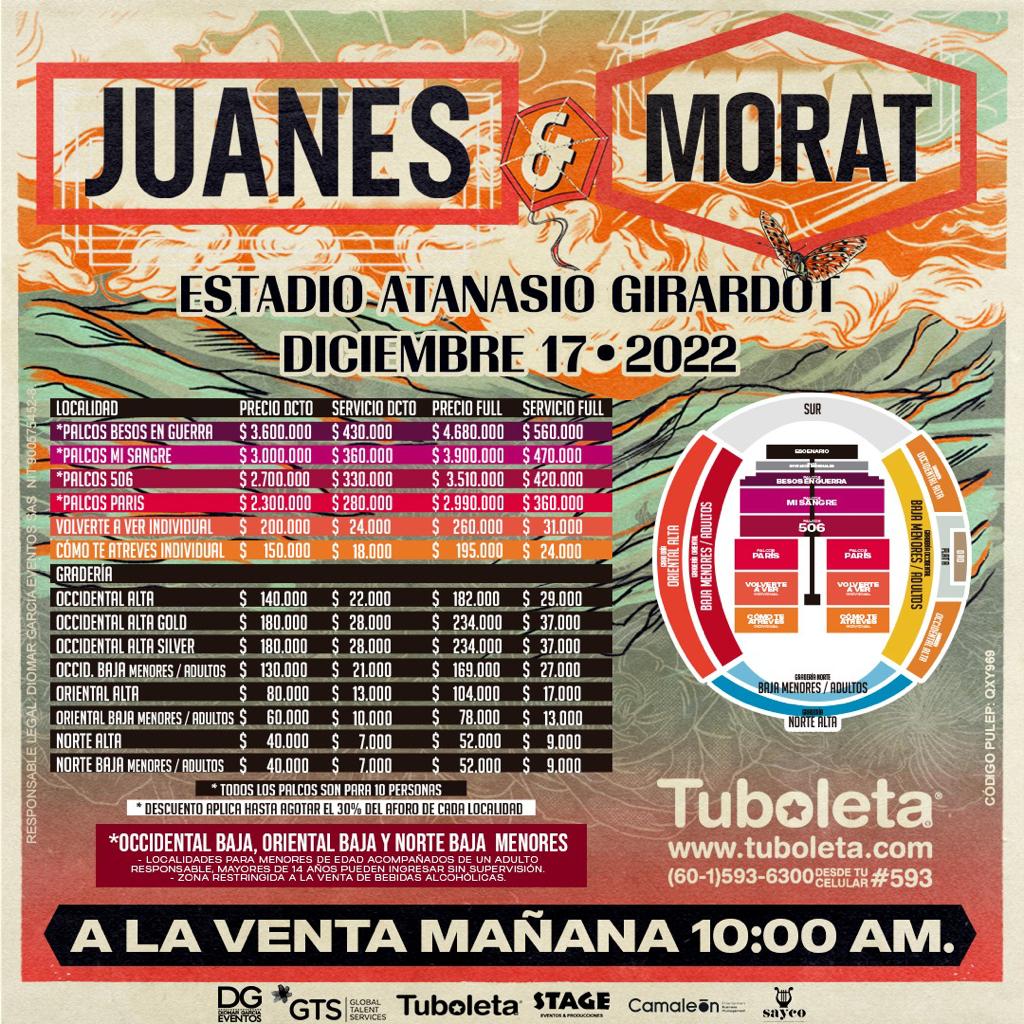 Morat y Juanes compartirán escenario en Medellín Zona Captiva